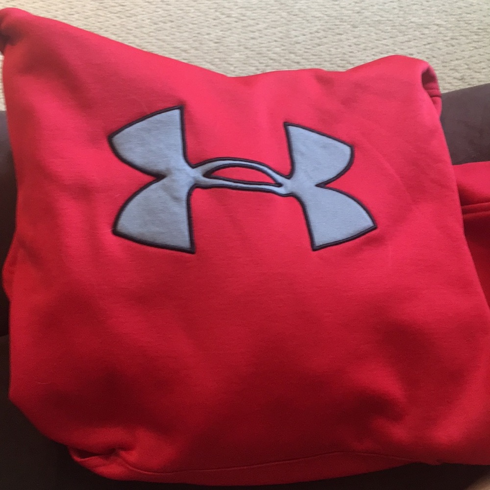 Red hoodie, under armour